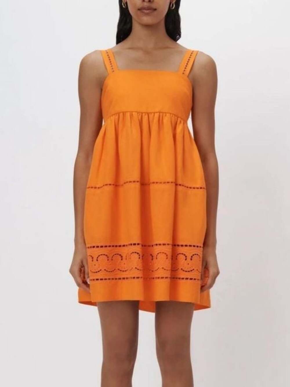 SIMKHAI Klementine broderie angalise linen-blend mini dress sz 2